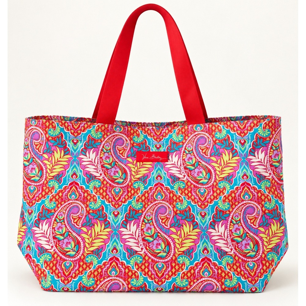 Vera Bradley Tote Bag Paisley Floral Paradise Beach Red